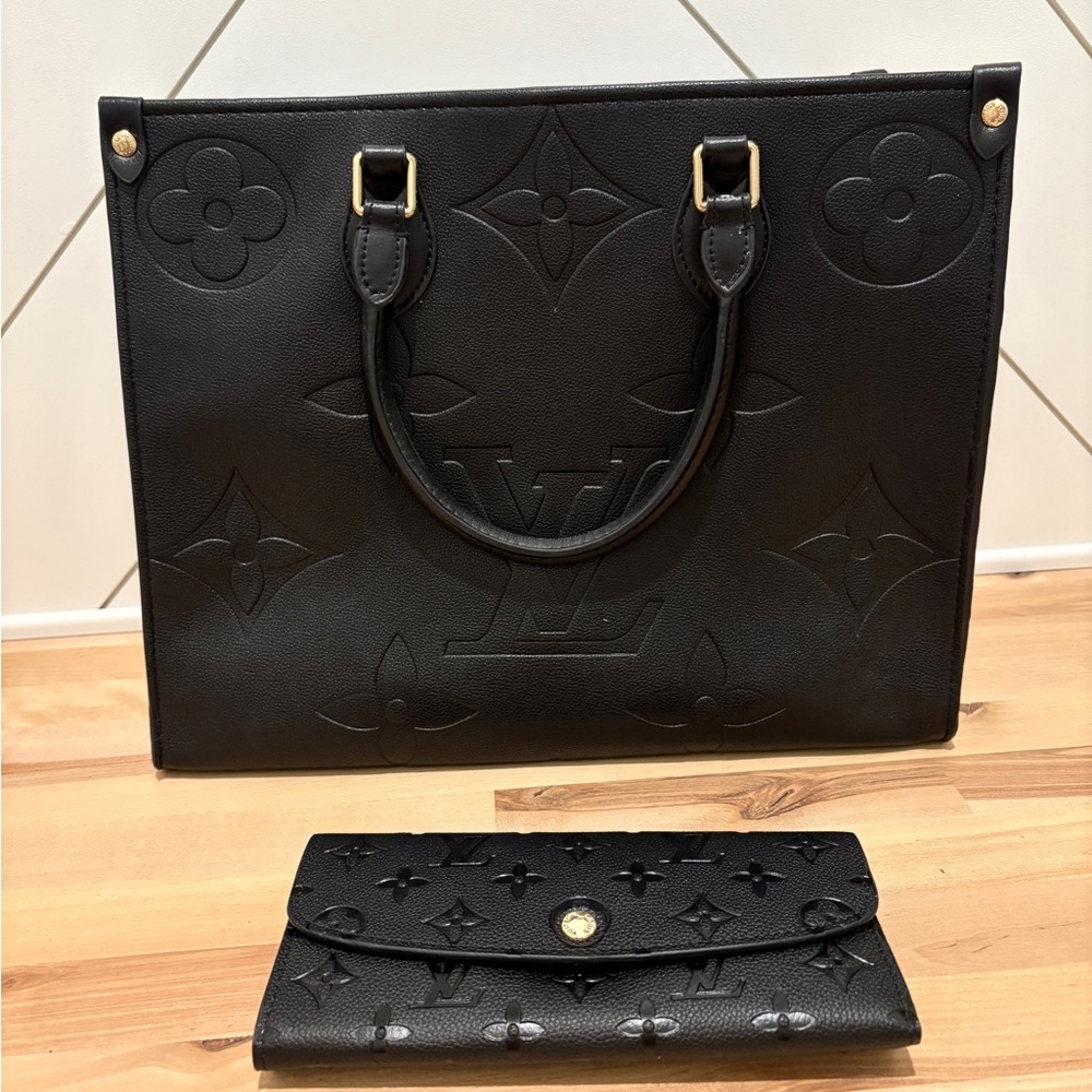 Black Louis Vuitton Tote and Wallet Set